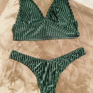 Green velvet bra & panty set from Victoria’s Secret. NWT.